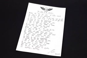 Baby Chaso - Handwritten Lyric Sheet